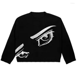 Women's Sweaters Vintage Gothic Eye Knitted Sweater Autumn/Winter Pullover Men's/Women's Letter Y2K Harajuku Large Fashion EMO