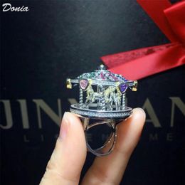 Donia Jewellery luxury ring fashion exaggerated carousel copper micro-inlaid Colour zircon handmade gifts from European and American 234c