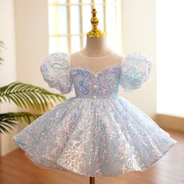 Girl Dresses Girls Pageant Beaded Kids Birthday Party Gowns Flower Girl Dress For Wedding Custom Made Floral Appliques Tiered Skirts baby Pageant Dress Kids Gowns