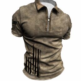 DIY Clothing Customized Tees & Polos Wholesale of cross-border 3D digital patterns for men's lapels, short sleeved zippers, men's casual polo shirts in Europe and America