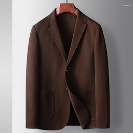 Men's Suits 2023 Autumn And Winter Casual Blazer Light Luxury Business Youth Single-breasted Solid Color Brown Black Suit Jacket Coat
