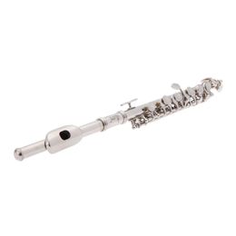 Half-size Flute Sier-plated C Key Cupronickel with Padded Box Brass Tube