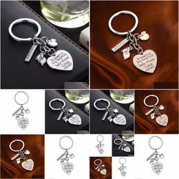 Key Rings 12Pcs Metal Charms Keyring It Takes A Big Heart To Help Shape Little Minds Keychain Apple Rer Abc Letters Teachers Chains Dr Dheqh