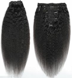 clip non trattata per capelli lisci afro crespi nelle estensioni dei capelli 120 grammi capelli umani mongoli clip nere naturali remy afro-americane6159572