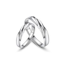 Couple Rings Simple Korean Real 925 Sterling Sier Pair For Couples Opening Wave Lovers Ring Jewellery Wholesale Drop Delivery Dhwxp