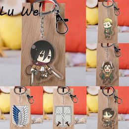 Anime Keychain Attack on Titan Women Keychains Acrylic Men Key Chain Pendant Accessories Cartoon Key Ring Friends Gift Jewellery Y03268x