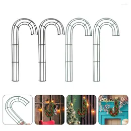 Decorative Flowers 4 Pcs Crutch Wreath Hoop Metal Frame Floral Flower Decorations DIY Iron Support Country Stuff Cane Shaped Rack