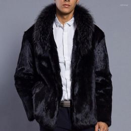 Men's Fur T0843 Autumn And Winter Fashion Green Fruit Collar Imitation Jacket Black Coat Men Europe America