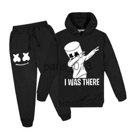 Men's Tracksuits 2023 New Kids Spring 2Pcs Fashion Dj Marshmellow Children's Hoodie Sweaters+Pants Set 3-13Y Boys And Girls Tracksuit Clothes x0926