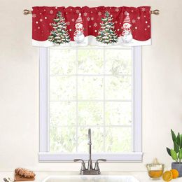 Curtain Snowman Kitchen Small Window Tulle Sheer Short Christmas Snow Tree Bedroom Living Room Home Decor Voile Drapes