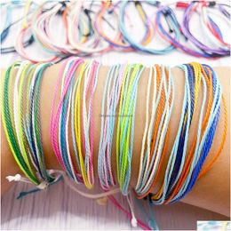 Charm Bracelets Wax Thread Hand Woven Adjustable Mti-Color Rope Braid Friendship Bracelet Hawaiian Beach Accessories Drop Delivery Jew Dhor7