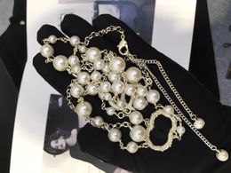 Beaded Necklaces Designer Pearl Necklace Chain for Women Men Party Wedding Lovers gift Bride Jewellery With bag