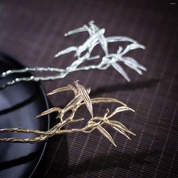Hair Clips Bamboo Leaves Sticks Metal Chinese Hanfu Accessories For Womrn Ancient Girls Hairpins Chopsticks Simple Jewelry