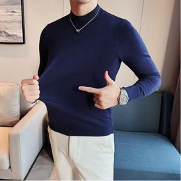 Men's Sweaters Brand Clothing Men High Quality Casual Knit Sweaters/Male Slim Fashion High Collar Pullover British Style Man Knit Shirt S-4XL 230923