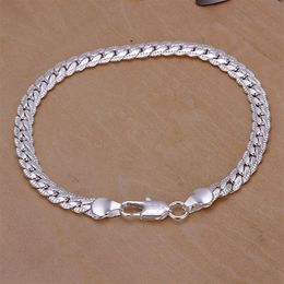 Men's 5mm 20cm 925 sterling silver chains bracelets bangles H199281y