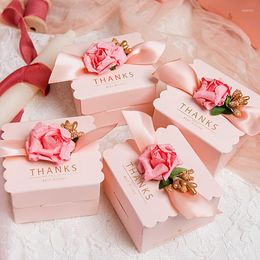 Gift Wrap 10PCS Box Candy Boxes Wedding Favour Packaging Ribbon Chocolate Rose Bags Baby Shower Festive Birthday Party Supplies