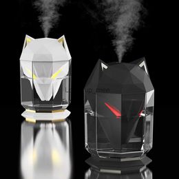 Humidifiers 600ML Wolf Air Humidifier USB Electric Aroma Essential Oil Diffuser Portable Cool Mist Sprayer With LED Light for Home Office YQ230926