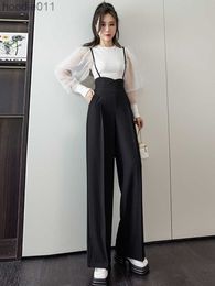 Women's Jumpsuits Rompers Summer Elegant Fashion Jumpsuit Women High Waist Rompers Straight Pants All-Match Style Jumpsuits Office Overalls Simple 2023 L230926