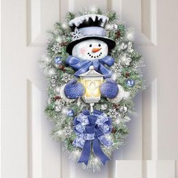 Christmas Decorations Wreath Door Sticker Snowman Wall Window Xmas Decoration Navidad Decalchristmas Drop Delivery Home Garden Festi Otcv2