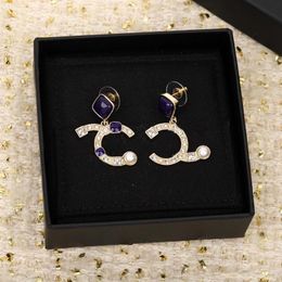 Luxury quality charm drop earring with diamond and black Colour beads have box stamp 18k gold plated PS3432A2284