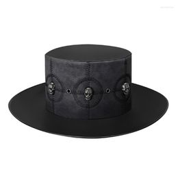 Berets Steampunk Top Hat For Women Halloween Party Costume Cosplays Gothics Accessory Black Men With Skull Decors