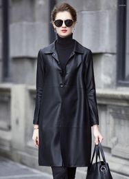 Women's Leather 2023 Coat Genuine Jacket Women Clothes Long Sheepskin Real Windbreaker Leren Jas Dames 296