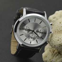 Fashion Popular Casual Top Brand Men watch Leather strap Quartz Wrist watches A03259E