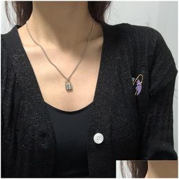Pendant Necklaces Sier Punk Goth Small Lock Link Chain Necklace For Women Hip Hop Party Jewellery Drop Delivery Pendants Dhwh7
