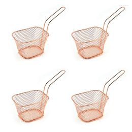 Storage Baskets 4 PCS Mini Food Strainer Basket For Chips/Onion Rings Square Stainless Steel Chip Fryer Frying Accessories