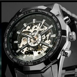 2021 Luxury Winner Automatic Skeleton Mens Watches Top Brand Luxury Fashion Silver Relojes Hombre Clock Mechanical Watches mens255t