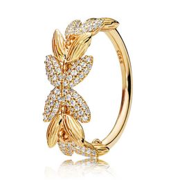 Diamond Shine seed Ring Set Original Box for Pan 925 Sterling Silver plated 18k gold Women Girls Wedding grain Rings W194278m