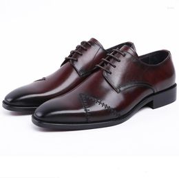 Dress Shoes Black / Brown Tan Wedding Mens Business Genuine Leather Oxfords Formal