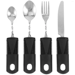 Dinnerware Sets 4 Pcs Bendable Cutlery Portable Stainless Flatware Parkinsons Meal Utensils Disabled Gadgets People Elderly