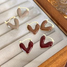 Hoop Earrings Fashion Gentle Color Drip Glaze Love For Women Trendy Simple Daily Temperament Fine Jewelry Gift 2023
