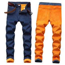 Men's Jeans Winter Fleece Warm Men Casual Fashion Thicken Denim Pants Male Stretch Straight Trousers 230926