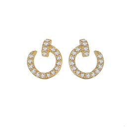 Earrings Carttiers Designer Luxury Fashion Women S925 Silver Earrings Full Diamond Round Earrings Premium Sense Small And Exquisite Earrings