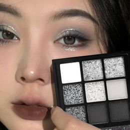 Eye Shadow Smokey Glitter Matte Eyeshadow Palette 9Colors Pearlescent Gray Black Toned Shimmer Makeup Pigments Palett Cosmetics 230926