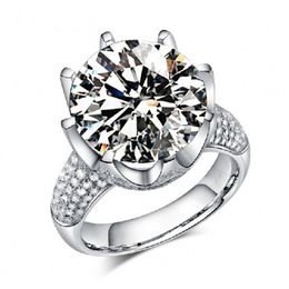 Jewellery Women Solitaire Round cut Big 8ct Topaz Diamonique Simulated Diamond 925 sterling silver Wedding Bridal Band Ring gift Siz286j