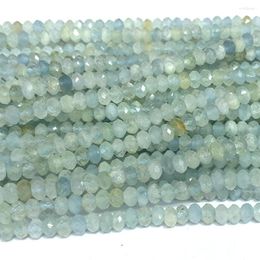 Loose Gemstones Veemak Aquamarine Natural DIY Necklace Bracelets Earrings Ring Faceted Small Rondelle Crystal Beads For Jewellery Making