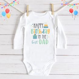 Rompers Happy Birthday To The Dad Born Baby Long Sleeve Bodysuit Cotton Boys Girls Infant Clothes Ropa Daddy Present