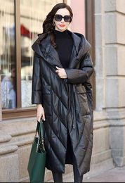 Women's Leather 2023 Coat Genuine Jacket Women Long Sheepskin Female Winter Parkas Hooded Oversized Down Jackets Mujeres A