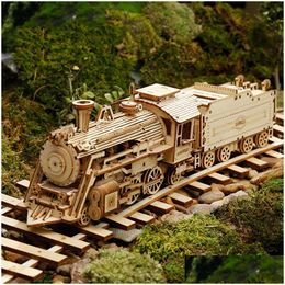 Decorative Objects Figurines 3D Wooden Puzzle Train Model Diy Toy Mechanical Kit Assembly Home Decoration Crafts 210318 Drop Deliv Otmgp