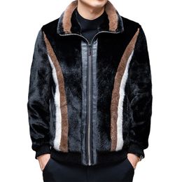 Mens Mink Fur Coat Autumn Winter Jacket Warm Outerwear Overcoat Black Tops