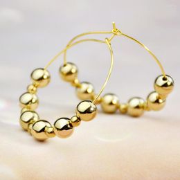 Hoop Earrings Gold Colour Beads Pendnat Jewlry For Women Small Simple Round Circle Ear Rings Accessorie E0260