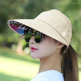 Wide Brim Hats Women Lady Sunhat Beach Hat UV Protection Anti-UV Casual Visors Foldable Cap For Outdoor