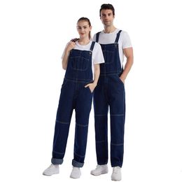 Men's and Women's Jumpsuit Jeans Washed Full Length Jeans Hip Hop Straight Leg Jeans New Jumpsuit Men's Street Wear