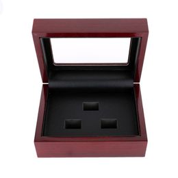 Red Black PU Leather Wooden Box Organiser Portable 12x16x7cm 2-9 Hole Case Championship Sports Ring343C