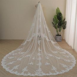 Bridal Veils 1 Layer Vintage Baroque Lace Flower Veil With Comb Applique Bride Wedding Accessories