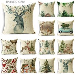 Pillow Case Christmas Throw case Cushion Cover Linen Case Merry Christmas Gifts Home Office Living Room 18*18in