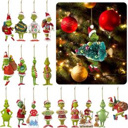 Christmas Green Elf Doll With Hat Red Green Hair Monster Xmas Merry Christmas Tree Pendant Doll Home Decors Happy New Year Gifts